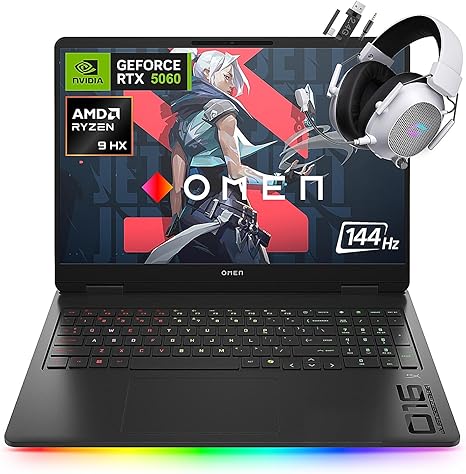 HP OMEN 16-AM0004TX GAMING LAPTOP  INTEL CORE™ M i9-14900HX (16 C, 16 THRDS), 1TB PCLE GEN 4 NVMe M.2 SSD, 32GB DDR5 RAM, 16.0" WQXGA IPS LED, 500 NITS 240HZ VRR, RGB BACKLIT KEYBOARD, NVIDIA GEFORCE RTX 5070 8GB GRAPHICS CARD VRAM, HYPER X, WIN 11 HOME, COLOR: SHADOW BLACK, 1 YEAR WARRANTY(BM8Z8PA#ABA)