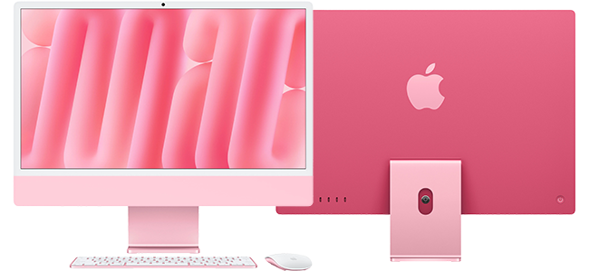 Apple iMac Apple M M4, 23.5" ALL-IN-ONE DESKTOP (8 core CPU, 8 core GPU and 16 core NPU), 24" 4.5K Ultra HD Display (500 cd/m²), 16GB On-board RAM, 256GB SSD, Built-in 12 MP Camera, WiFi 6E, Apple Siri, Magic Mouse and Magic Keyboard included, Color: Pink, MacOs Sequoia, 1 Year Warranty  (MWUG3B/A)